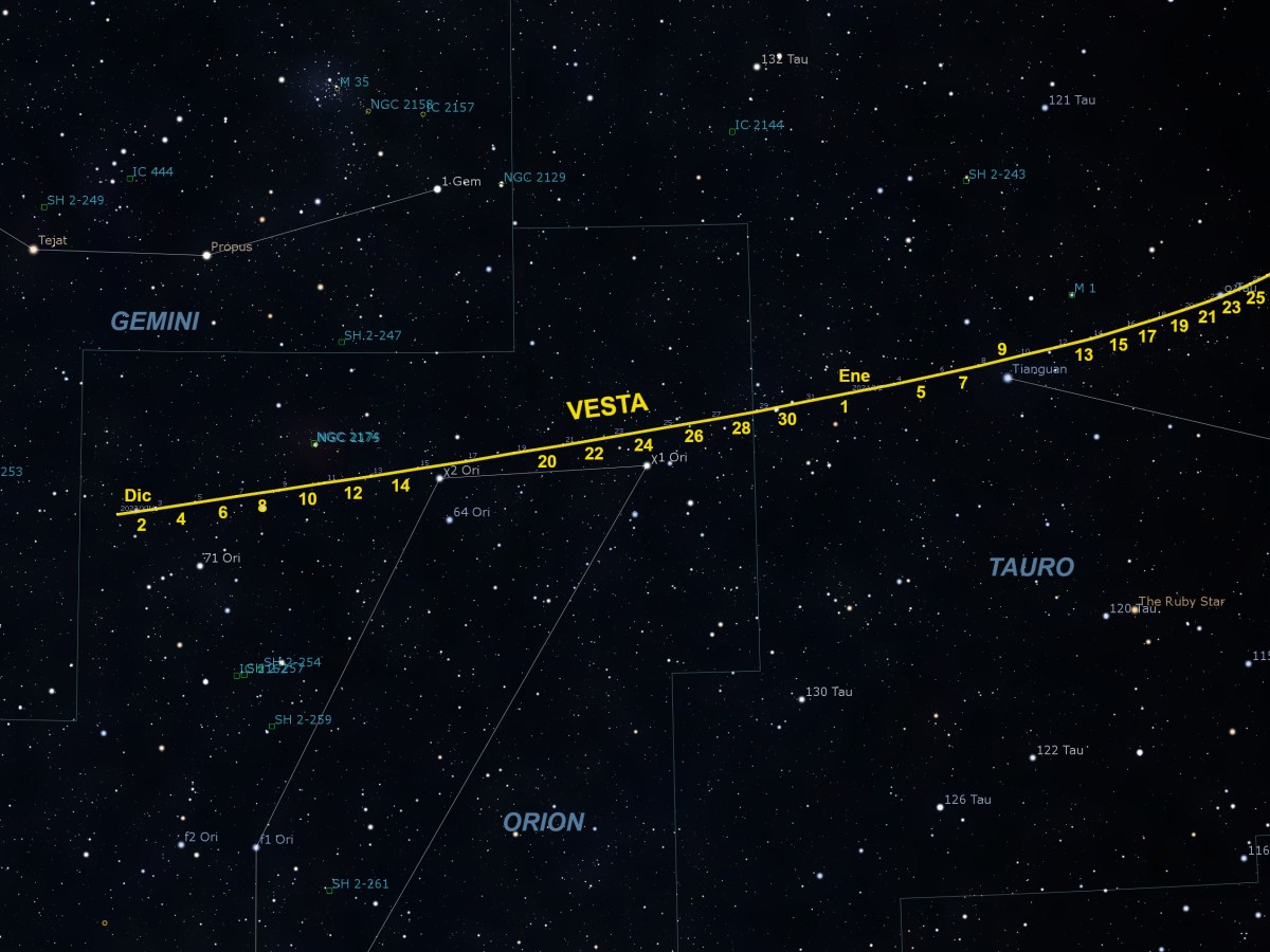 Vesta navega por Orión